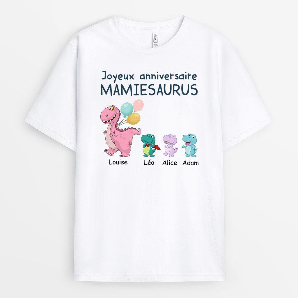 1050AFR1 Cadeau Personnalise T shirt Joyeux Anniversaire Mamansaurus Maman Mamie