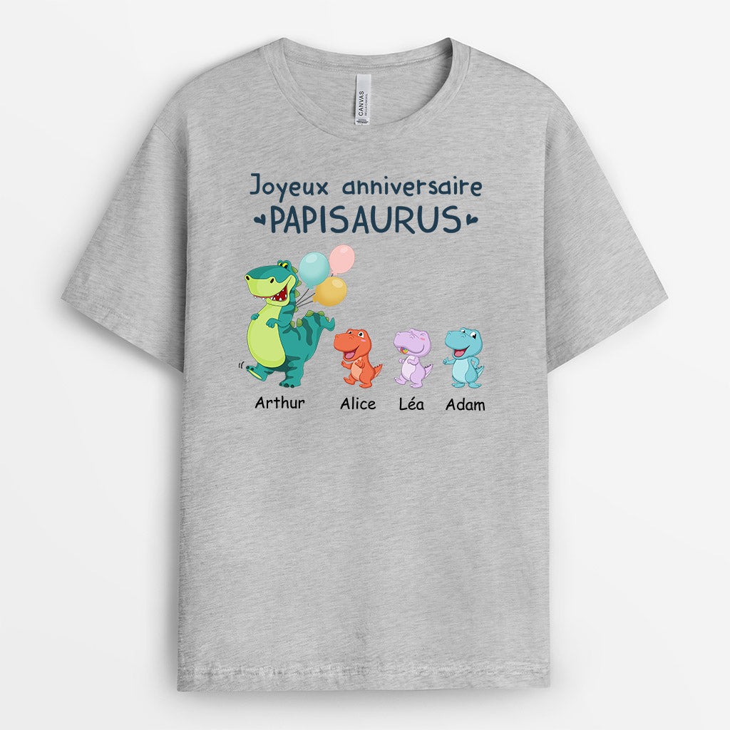 1050AFR2 Cadeau Personnalise T shirt Joyeux Anniversaire Papasaurus Papa Papi