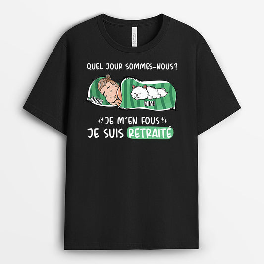1051AFR1 Cadeau Personnalise T shirt Retraite Amoureux des Chats