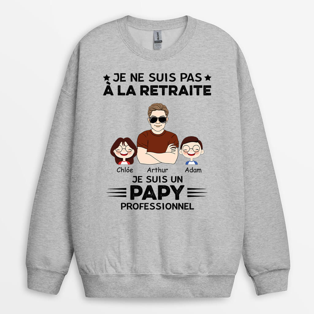 1057WFR2 Cadeau Personnalise Sweatshirt Professionnel Papa Papi