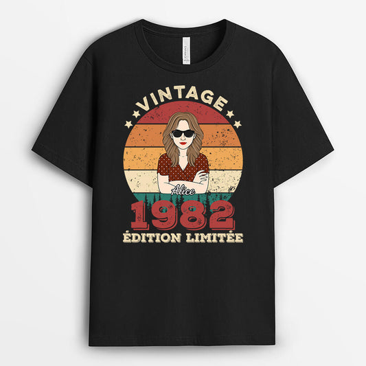 1063AFR1 Cadeau Personnalise T shirt Vintage Edition Limitee Anniversaire