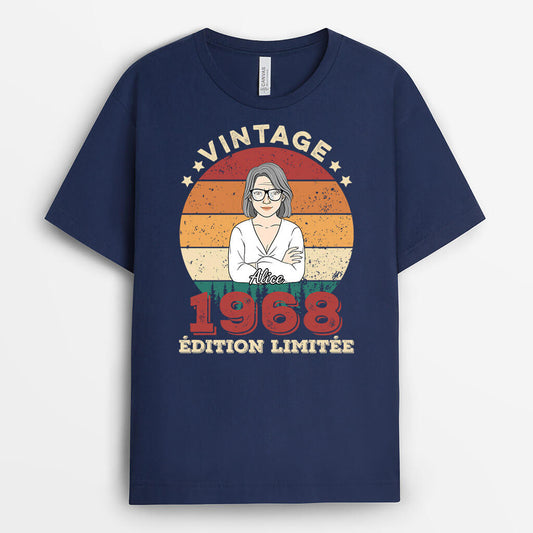 1063AFR2 Cadeau Personnalise T shirt Vintage Edition Limitee Anniversaire