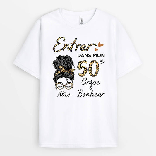 1065AFR1 Cadeau Personnalise T shirt Grace Bonheur Femme Anniversaire