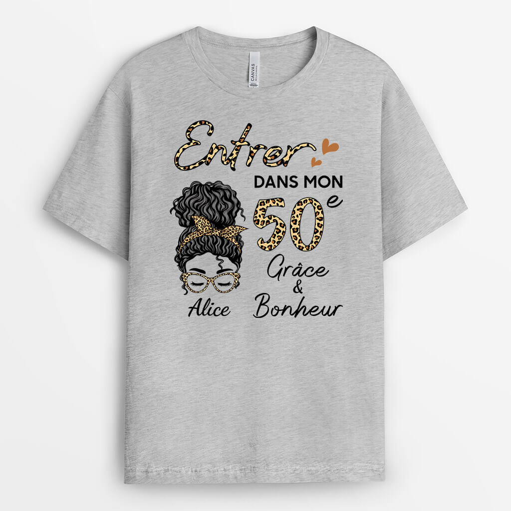1065AFR2 Cadeau Personnalise T shirt Grace Bonheur Femme Anniversaire