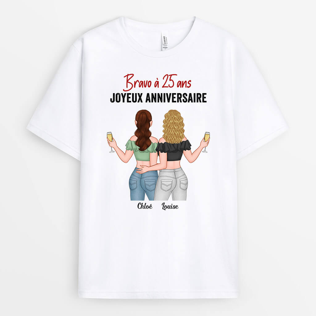 T-shirt Grâce et Bonheur Anniversaire Personnalisé - Cadeau Plus