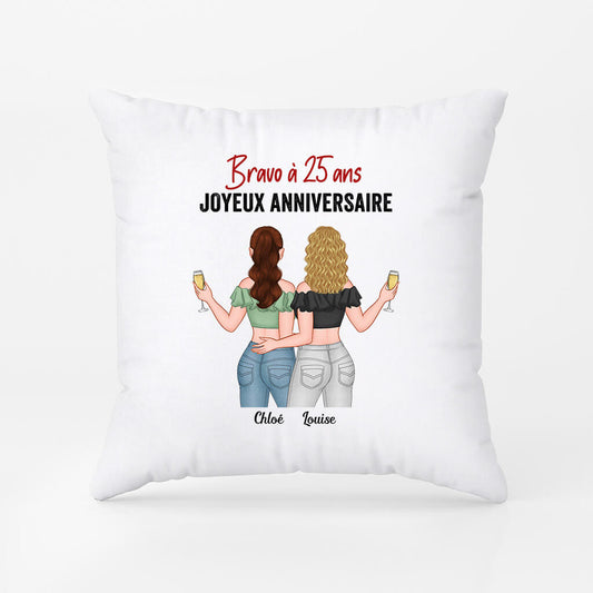 1070PFR1 Cadeau Personnalise Coussin Bravo Anniversaire