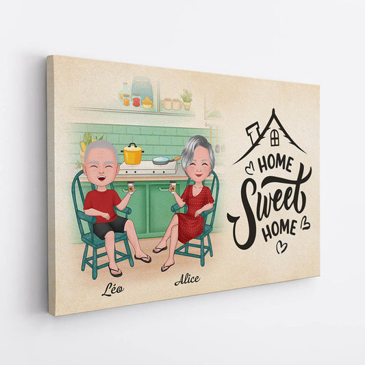 1077CFR2 Cadeau Personnalise Toile Home Sweet Home Famille