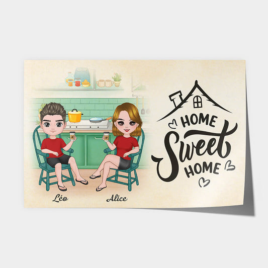 1077SFR1 Cadeau Personnalise Poster Home Sweet Home Famille