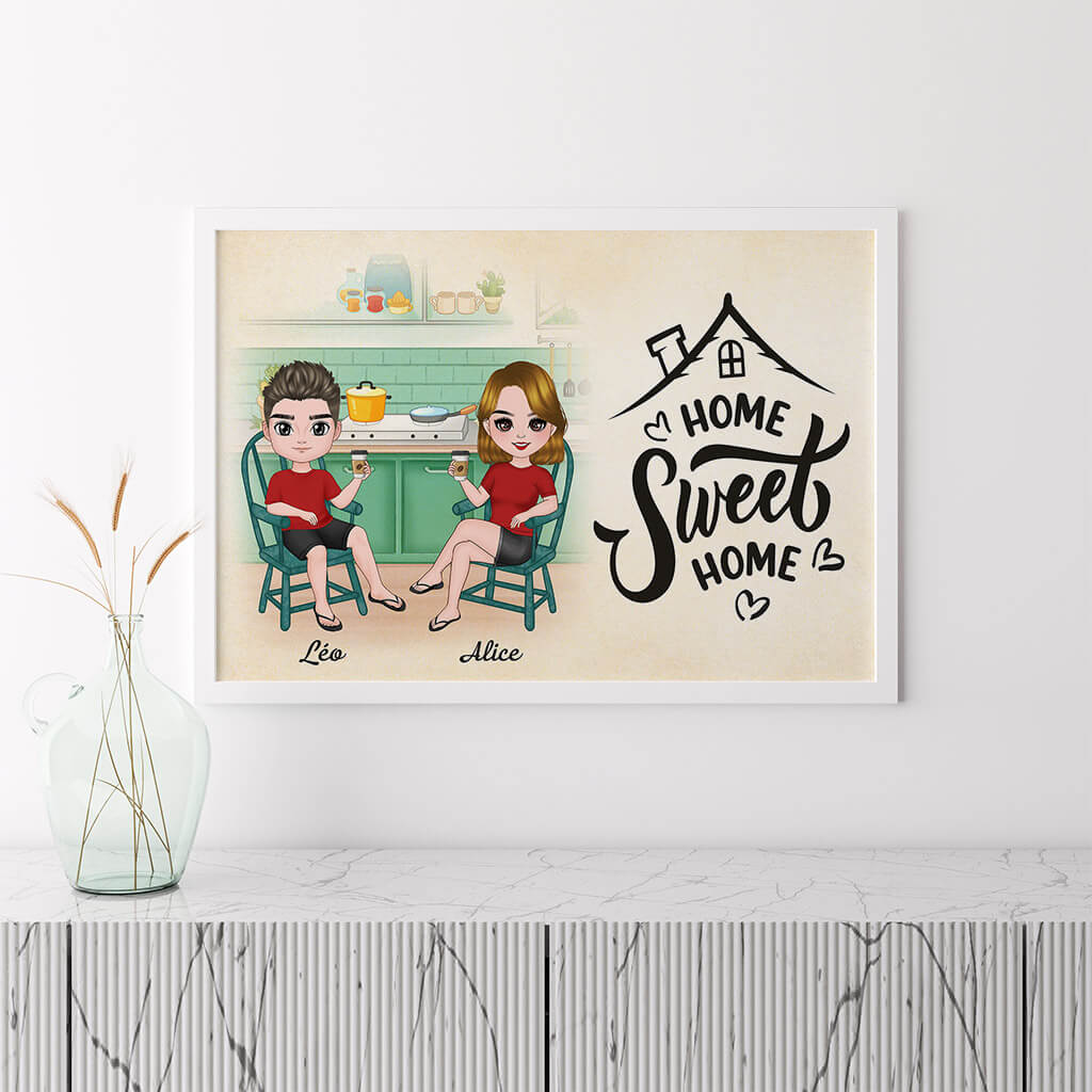 1077SFR3 Cadeau Personnalise Poster Home Sweet Home Famille