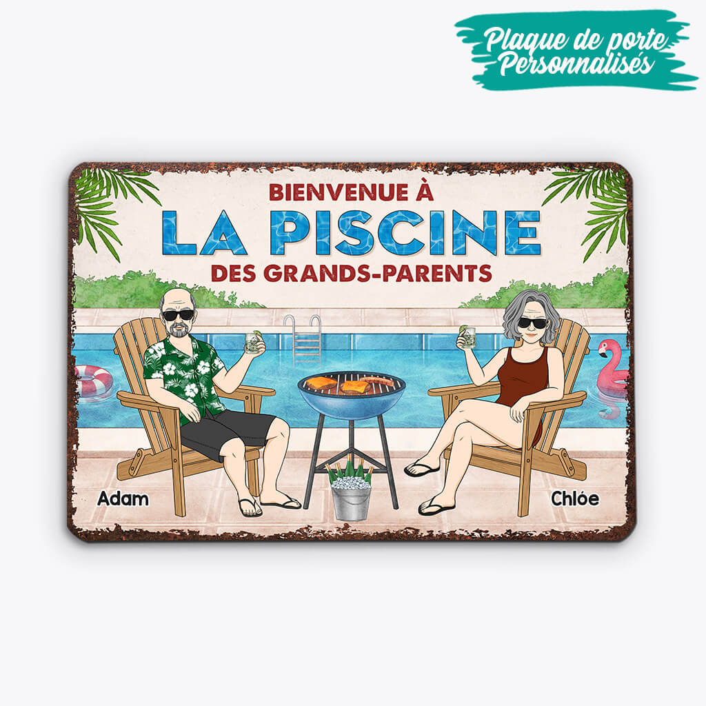 1079EFR2 Cadeau Personnalise Plaque Piscine Mamie Papi