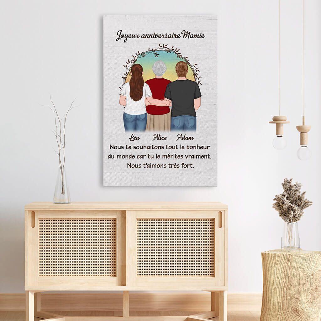 1091CFR3 Cadeau Personnalise Toile anniversaire maman mamie