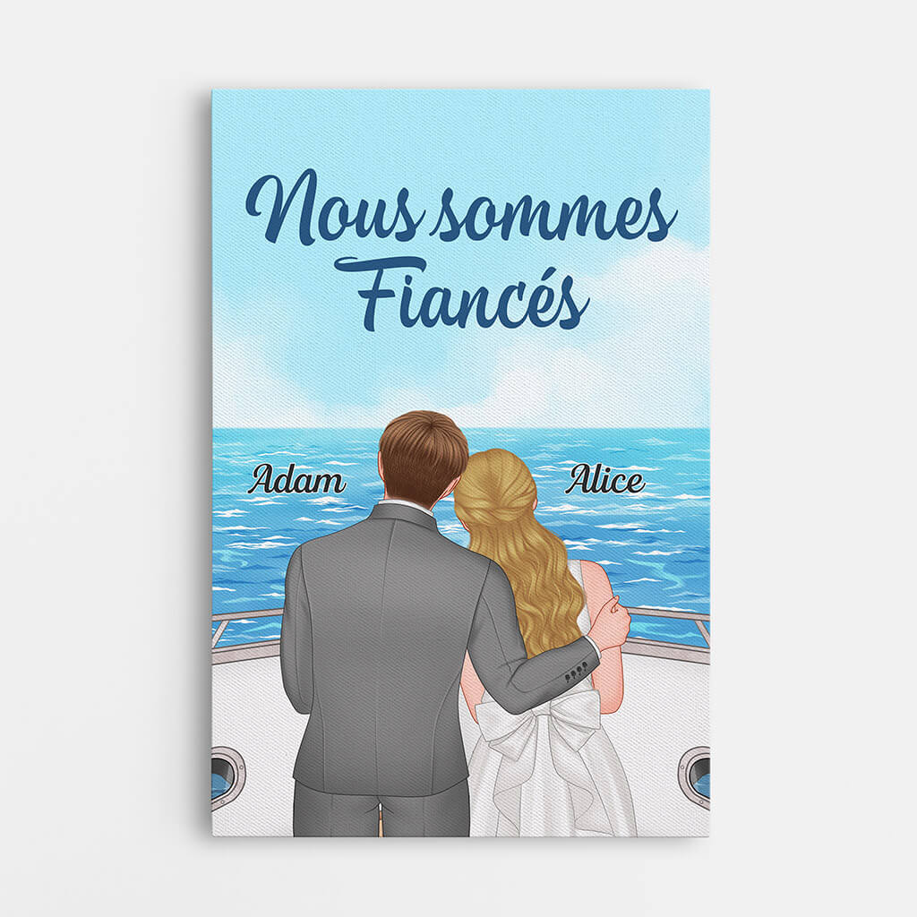 1102CFR1 Cadeau Personnalise Poster Fiances Couple