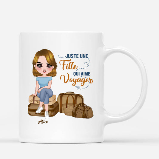 1103MFR1 Cadeau Personnalise Mug Fille Femme Voyage