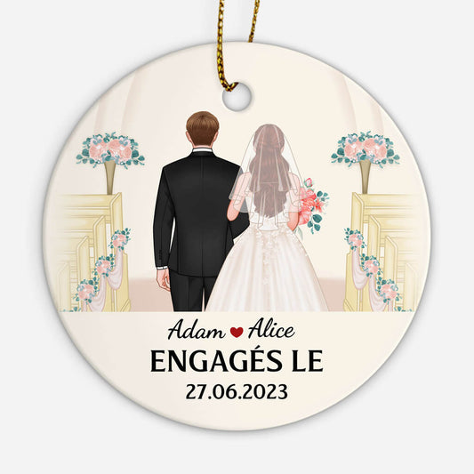 1109OFR1 Cadeau Personnalise Ornement Engagement Couple Amoureux