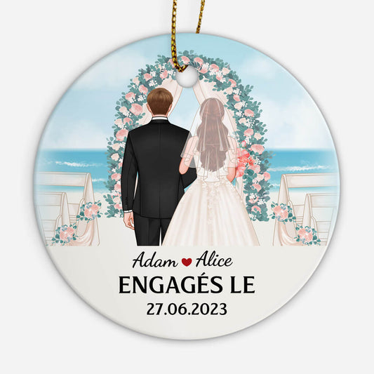 1109OFR2 Cadeau Personnalise Ornement Engagement Couple Amoureux