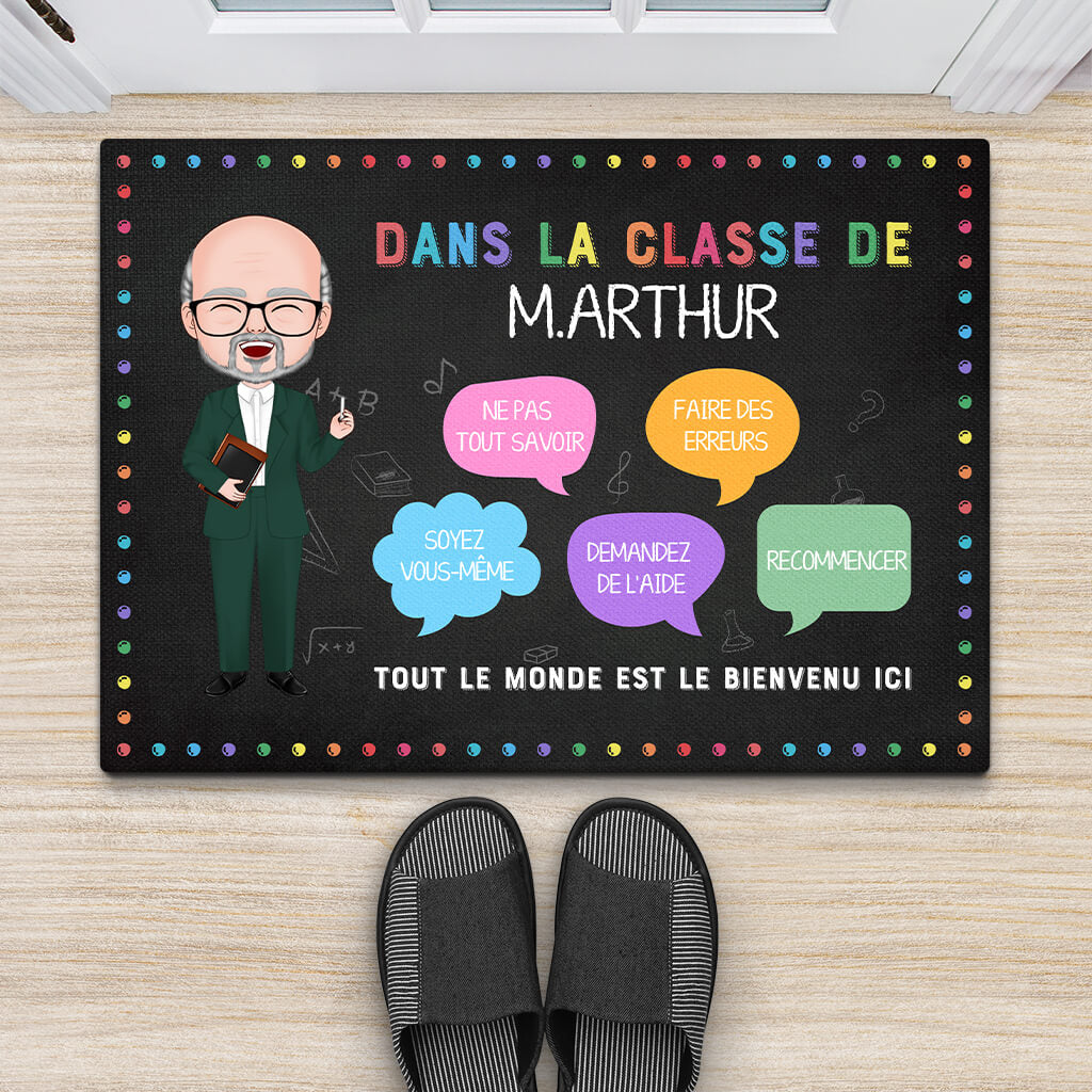 1110DFR2 Cadeau Personnalise Paillasson Recommencez Professeur