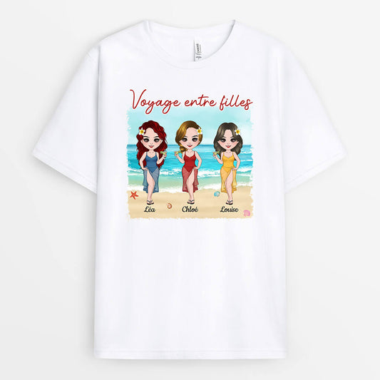 1114AFR2 Cadeau Personnalise T shirt Voyage Entre Filles Voyage