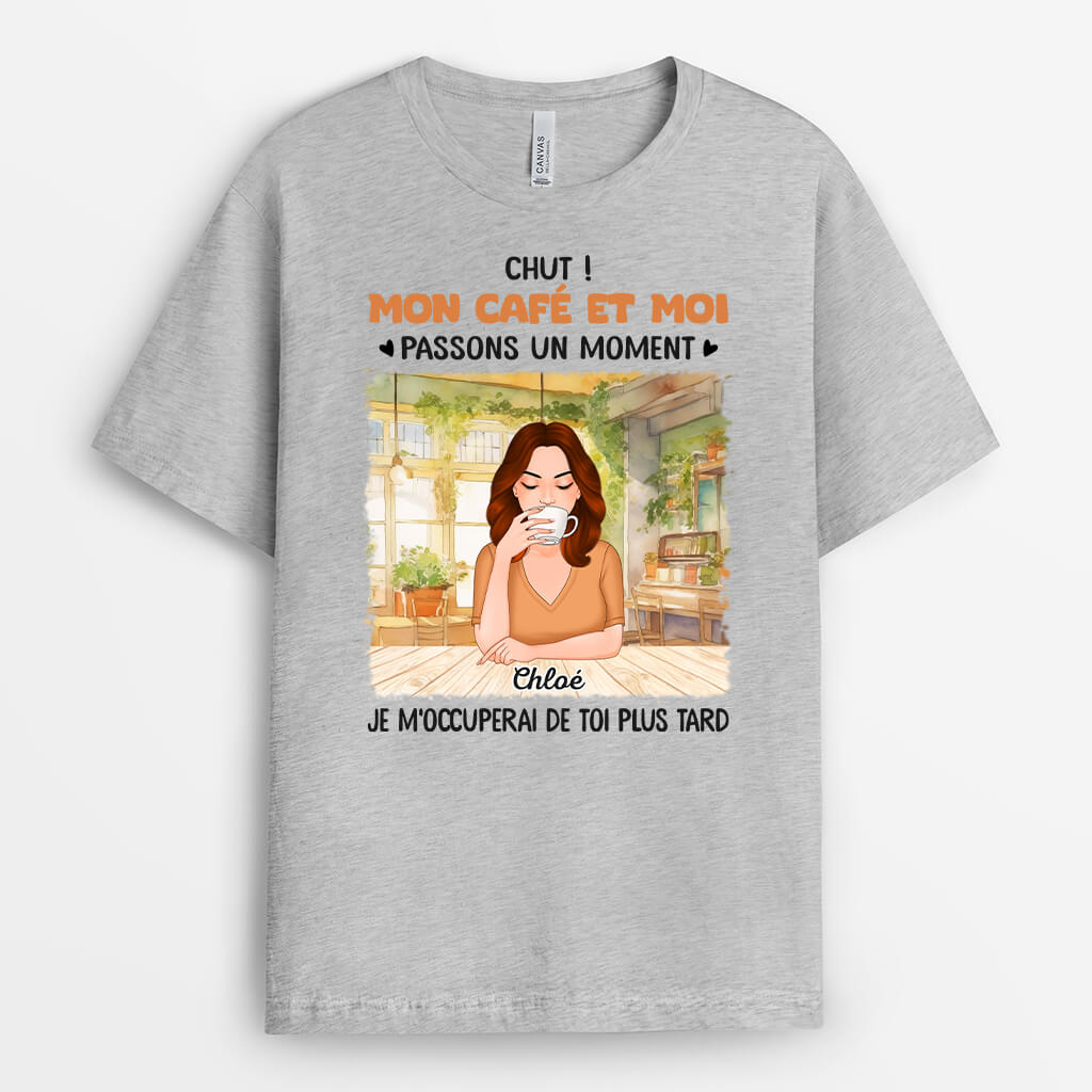 1118AFR1 Cadeau Personnalise T shirt Chut Femme Cafe