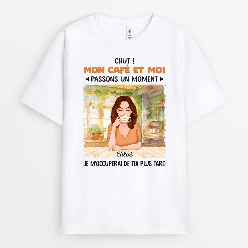 1118AFR2 Cadeau Personnalise T shirt Chut Femme Cafe