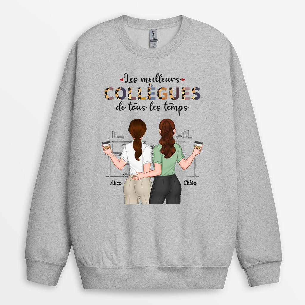 1121WFR1 Cadeau Personnalise Sweat shirt Meilleurs Collegues Collegue