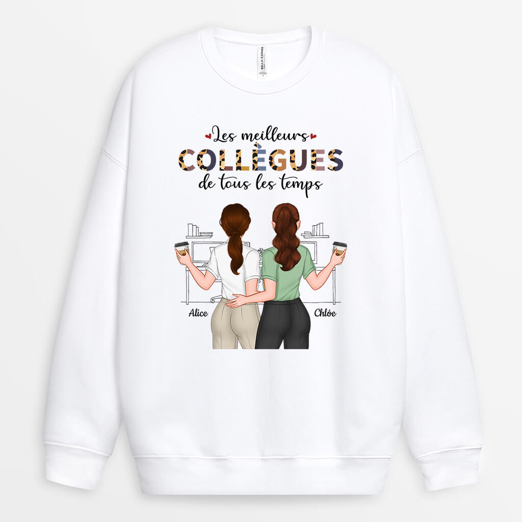 1121WFR2 Cadeau Personnalise Sweat shirt Meilleurs Collegues Collegue