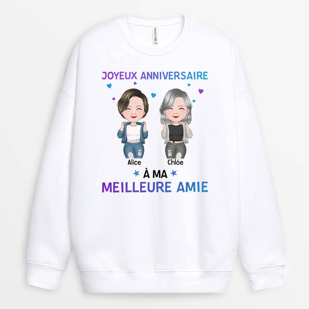 1126WFR1 Cadeau Personnalise Sweat shirt Joyeux Anniversaire Meilleure Amie Anniversaire_a202cb57 698d 49c3 807d 97a4b18f38fa