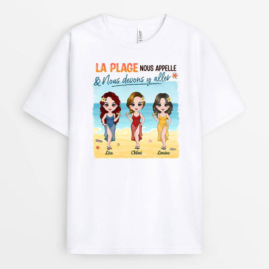 1133AFR1 Cadeau Personnalise T shirt Plage Appel Voyage