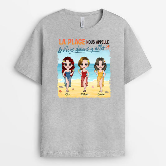 1133AFR2 Cadeau Personnalise T shirt Plage Appel Voyage