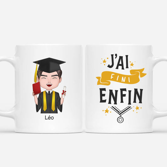 1137MFR1 Cadeau Personnalise Mug Fini Enfin Diplomes