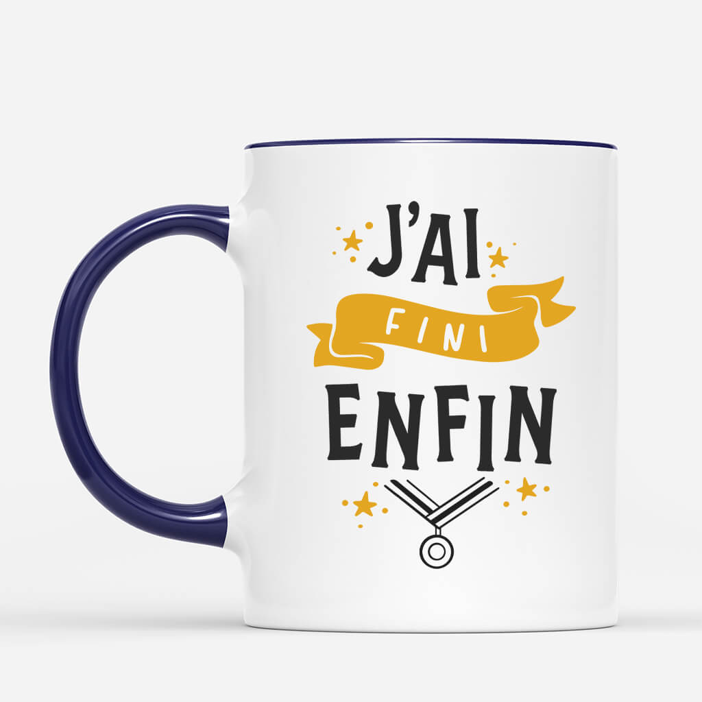 1137MFR3 Cadeau Personnalise Mug Fini Enfin Diplomes