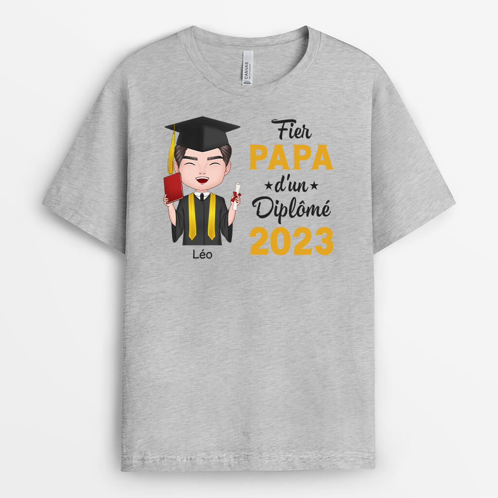 1138AFR1 Cadeau Personnalise T shirt Fier Papa Maman Diplome