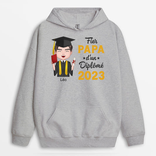 1138HFR1 Cadeau Personnalise SweataCapuche Fier Papa Maman Diplome