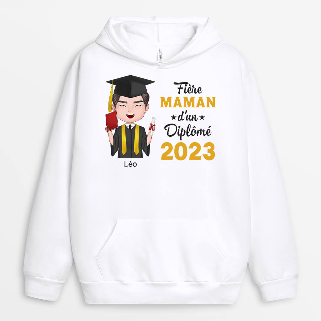 1138HFR2 Cadeau Personnalise SweataCapuche Fier Papa Maman Diplome