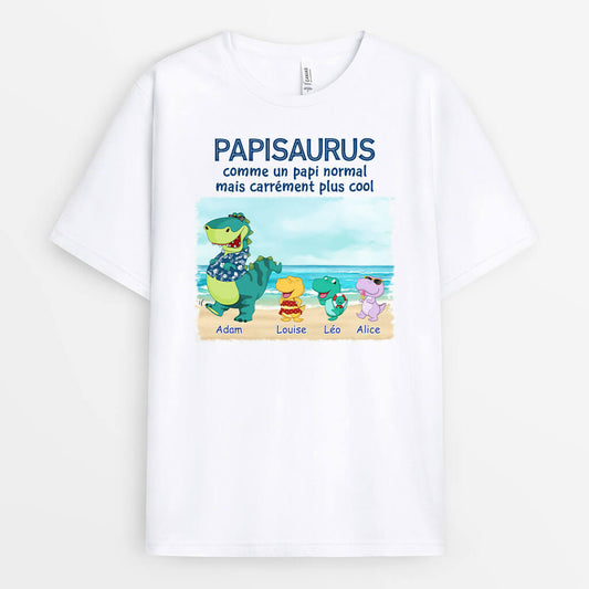 1139AFR1 Cadeau Personnalise T shirt Plage Saurus Papa Papy