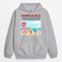 1139HFR2 Cadeau Personnalise Sweat a Capuche Plage Saurus Maman Mamie