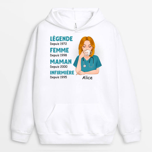 1145HFR1 Cadeau Personnalise Sweat a Capuche Epouse Maman Mamie Infirmiere Geniale