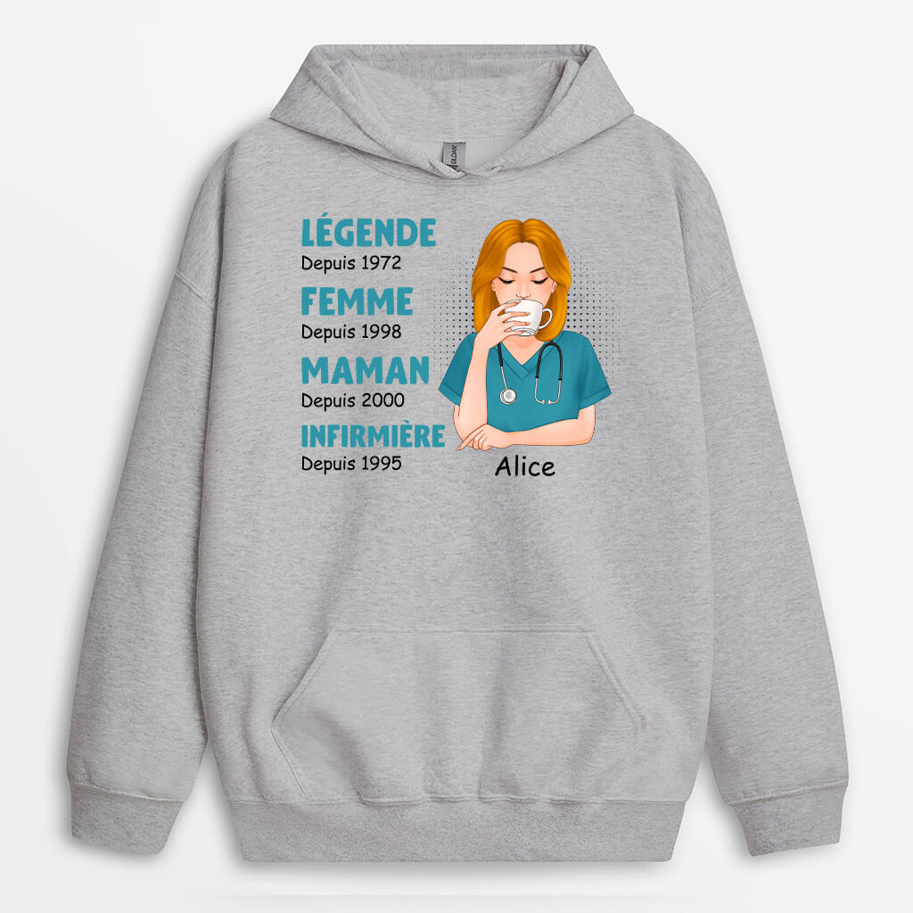 1145HFR2 Cadeau Personnalise Sweat a Capuche Epouse Maman Mamie Infirmiere Geniale