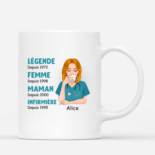 1145MFR1 Cadeau Personnalise Mug Epouse Maman Mamie Infirmiere Geniale