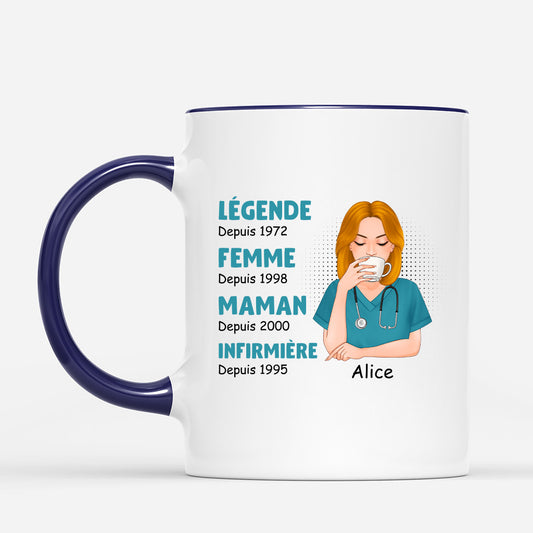 1145MFR2 Cadeau Personnalise Mug Epouse Maman Mamie Infirmiere Geniale