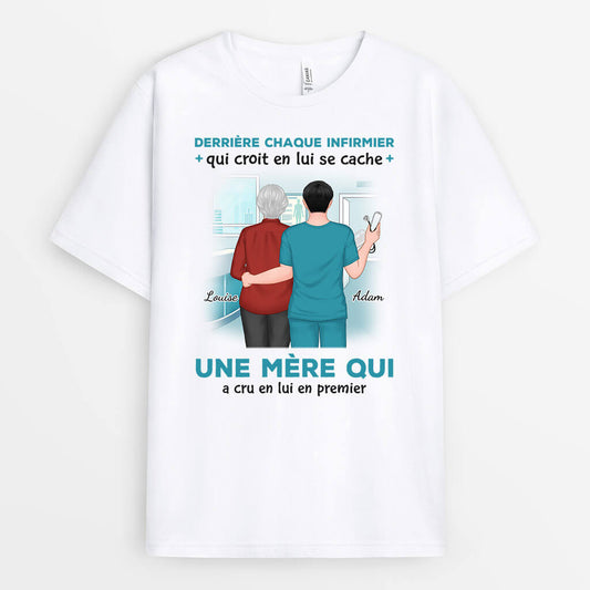 1146AFR1 Cadeau Personnalise T shirt Derriere Infirmier Mere