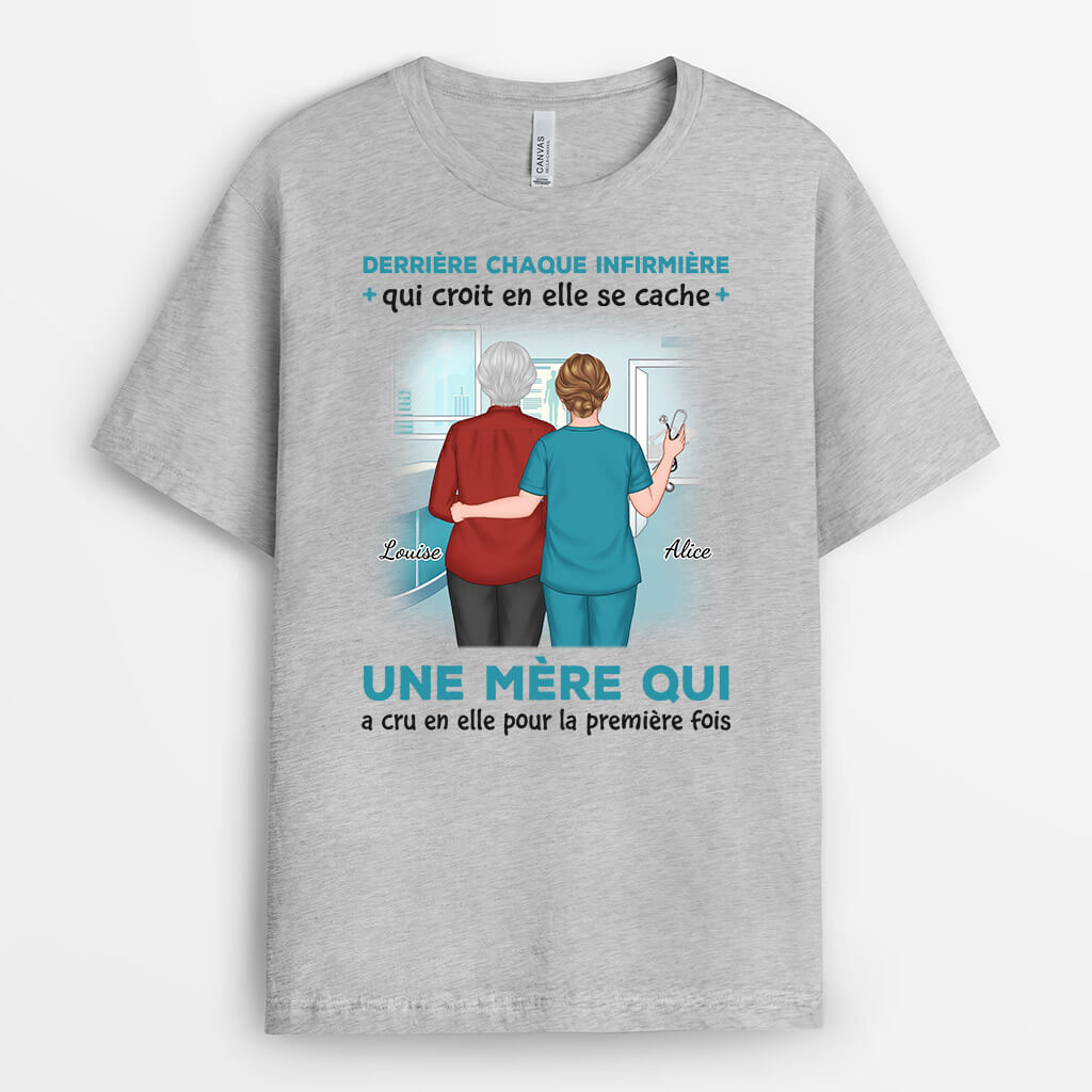 1146AFR2 Cadeau Personnalise T shirt Derriere Infirmiere Mere