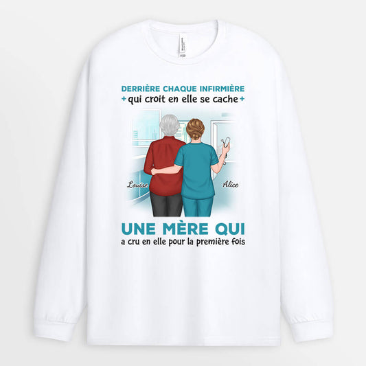 1146NFR2 Cadeau Personnalise Manches Longues Derriere Infirmiere Mere