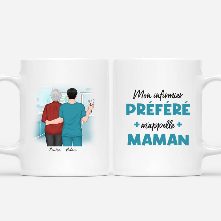 Mug Personnalisé Infirmière – Noir – Prénom Texte – Cadeau Noël Anniversaire – Unigift