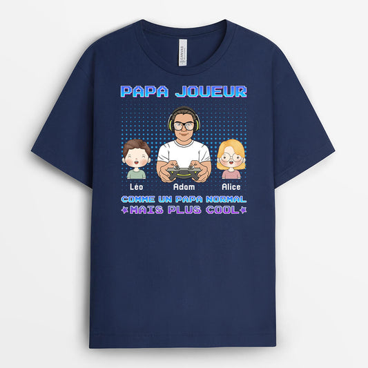 1160AFR1 Cadeau Personnalise T shirt Papa Joueur Pere