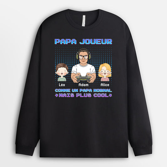 1160NFR2 Cadeau Personnalise Manches Longues Papa Joueur Pere