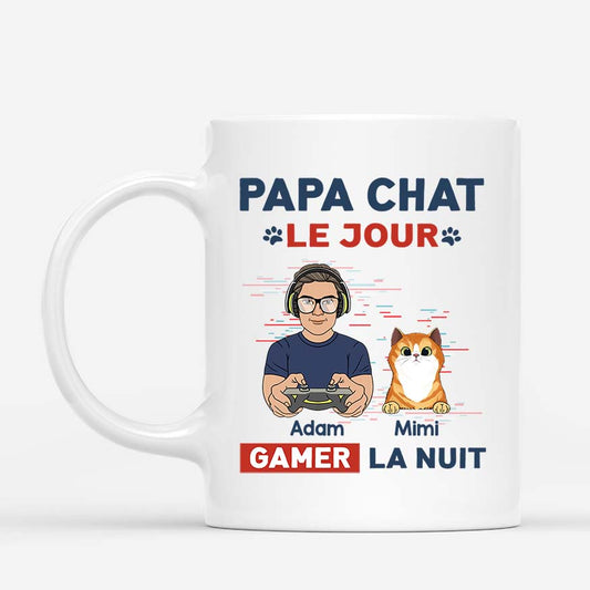 1164MFR1 Cadeau Personnalise Mug Papa Chat Jour Gamer Nuit Amoureux des chats_cdbfca1e ea34 4748 aaaa 45970b50ec7f