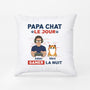 1164PFR1 Cadeau Personnalise Coussin Papa Chat Jour Gamer Nuit Amoureux des chats