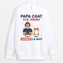 1164WFR2 Cadeau Personnalise Sweatshirt Papa Chat Jour Gamer Nuit Amoureux des chats