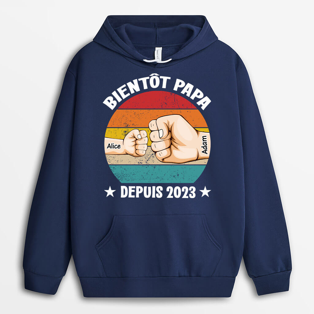 1170HFR2 Cadeau Personnalise Sweat a Capuche Bientot Papa