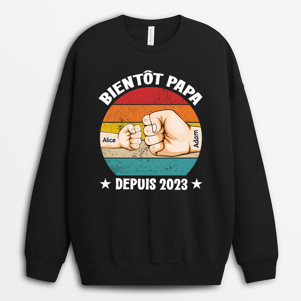 1170WFR1 Cadeau Personnalise Sweat shirt Bientot Papa